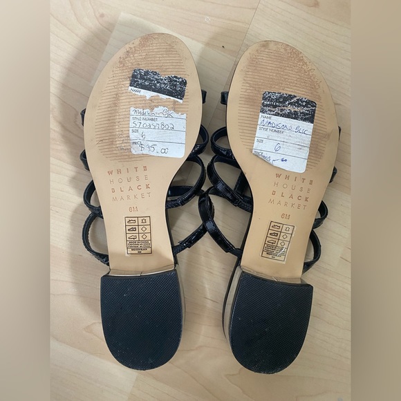 White House Black Market Patent Saffiano Leather Strappy Sandals Size 6 - Picture 7 of 9